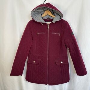 Laundry By Shelli Segal Jacket Coat Womens Large Quilted Red Burgundy‎ Winter